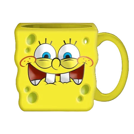 Yellow Square Character Ceramic Mug With 3D Sculpted Face, 6.2 Inch