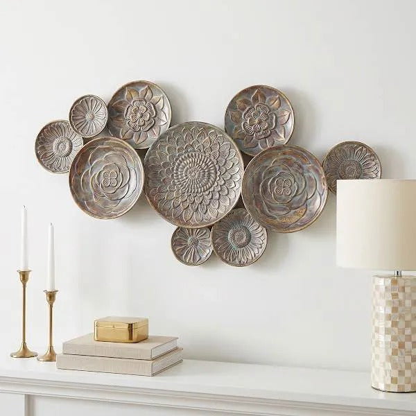 Decorative Layered Metal Floral Wall Decor, 50 Inch