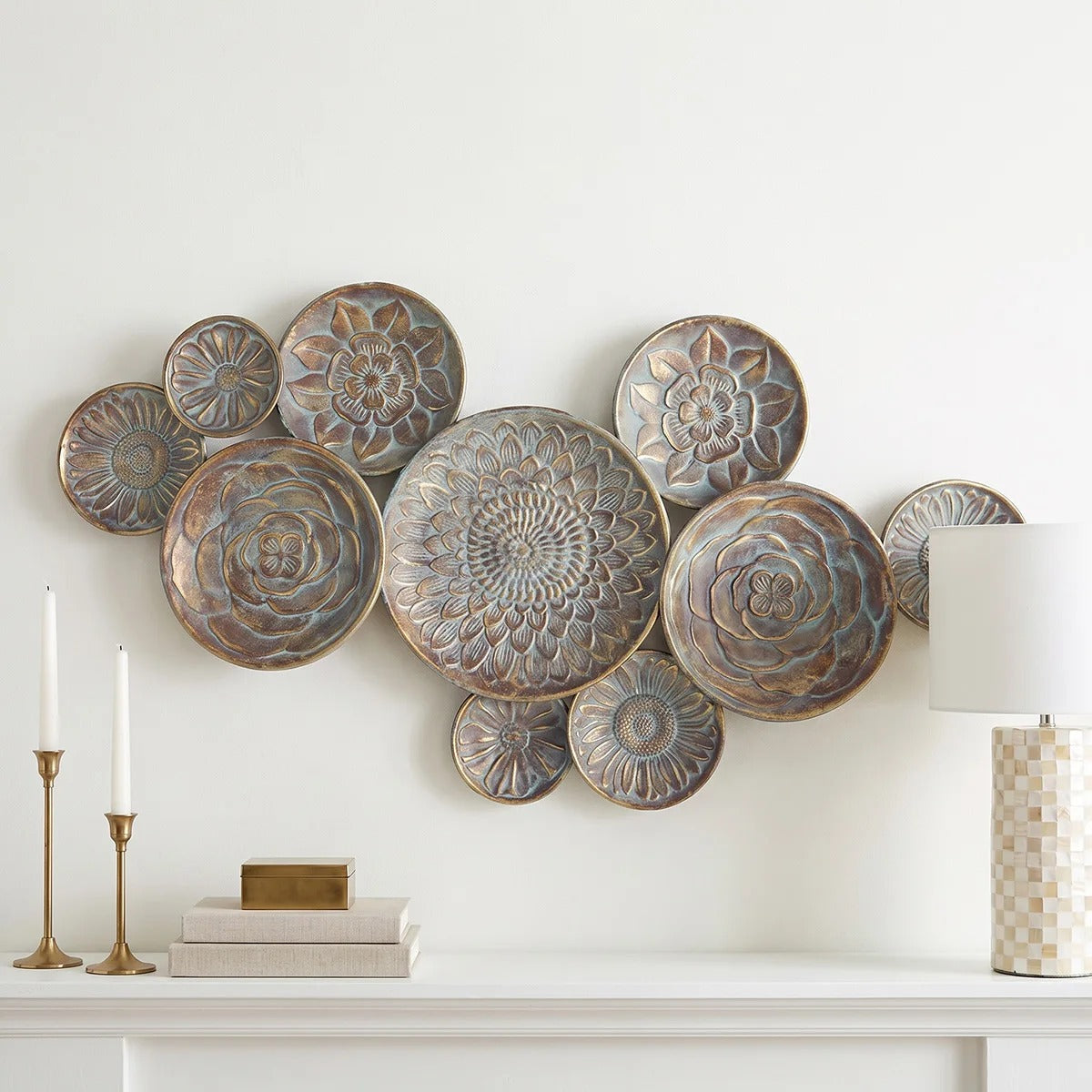 Decorative Layered Metal Floral Wall Decor, 50 Inch