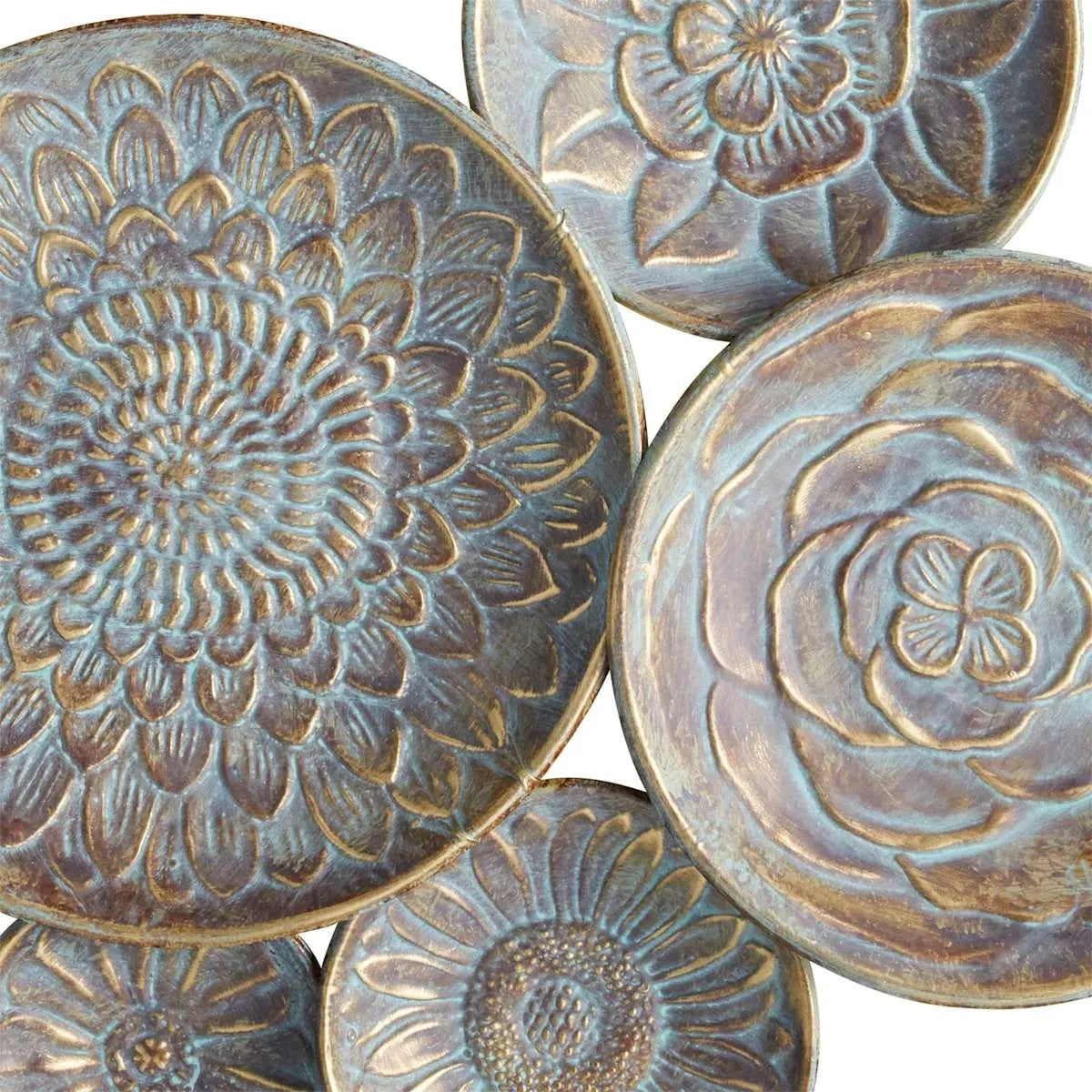 Decorative Layered Metal Floral Wall Decor, 50 Inch
