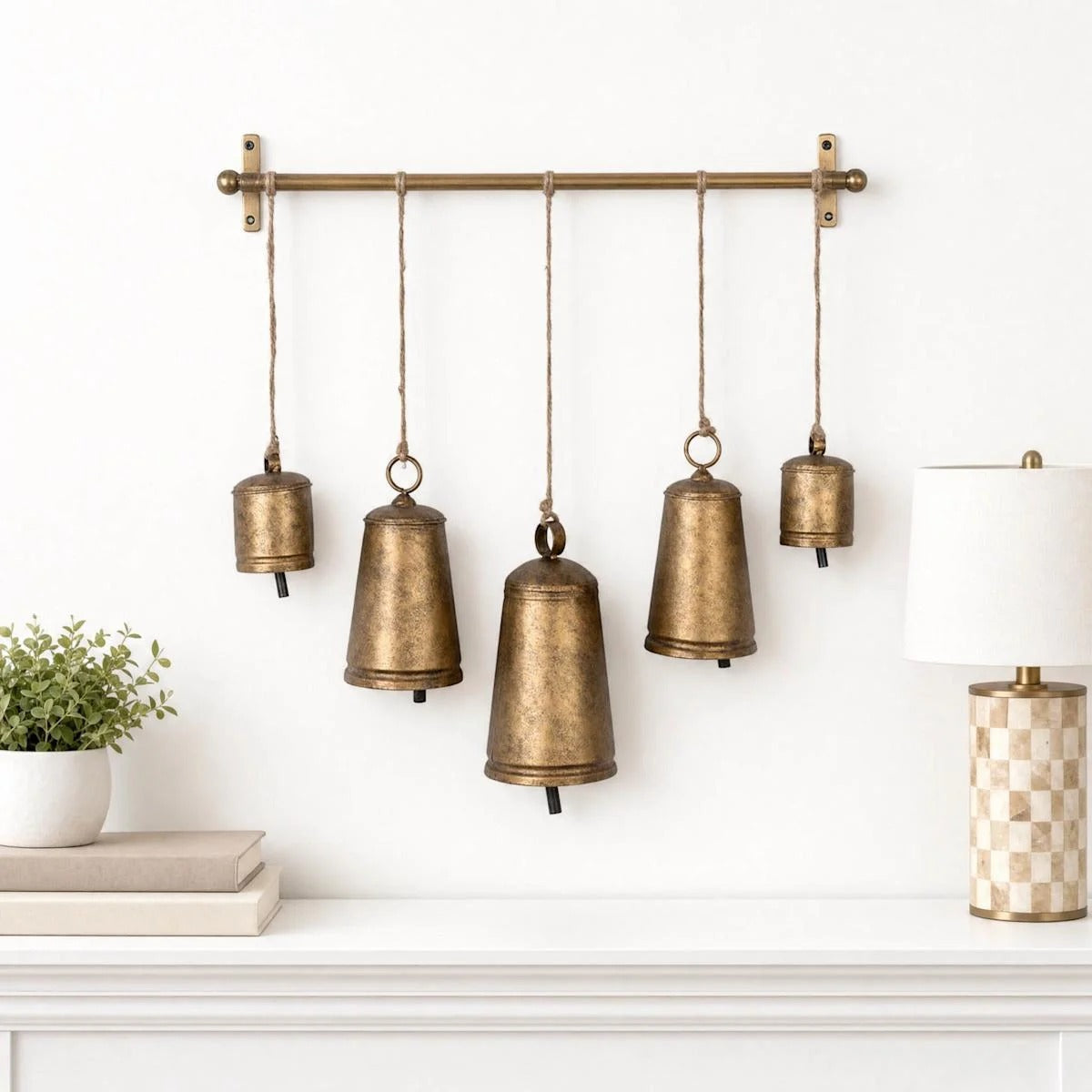 Metal Bell Wall Decor Hanging Bells, 20 Inch