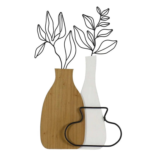 Wood And Metal Floral Wall Art, 20 Inch