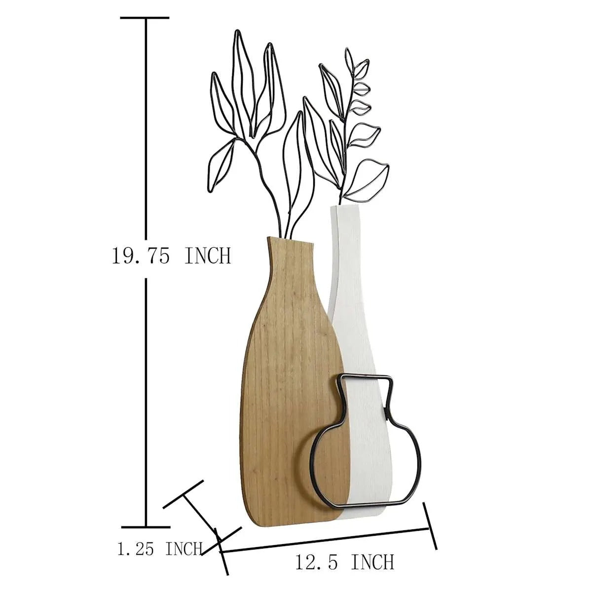 Wood And Metal Floral Wall Art, 20 Inch
