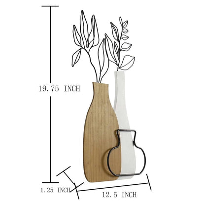 Wood And Metal Floral Wall Art, 20 Inch