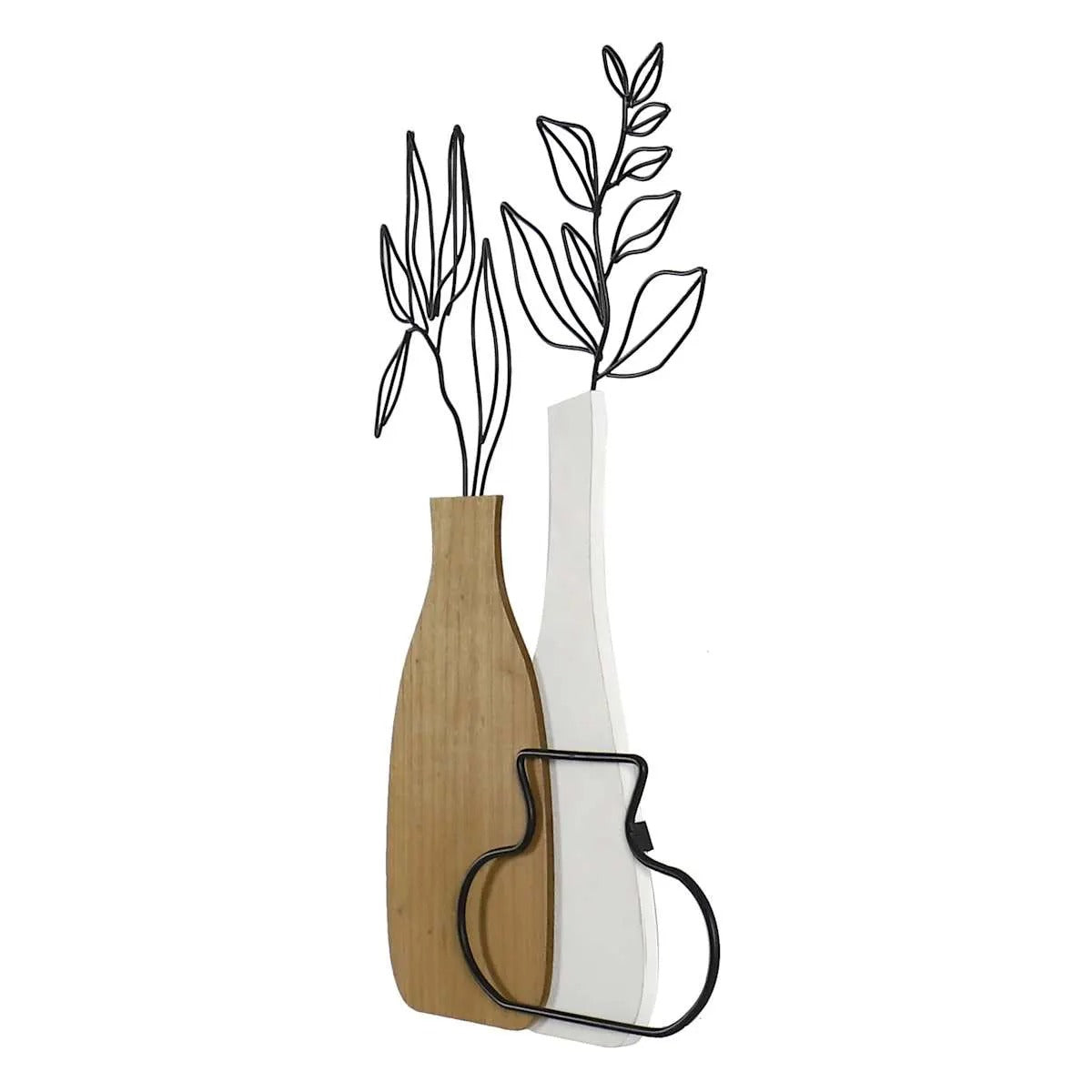 Wood And Metal Floral Wall Art, 20 Inch
