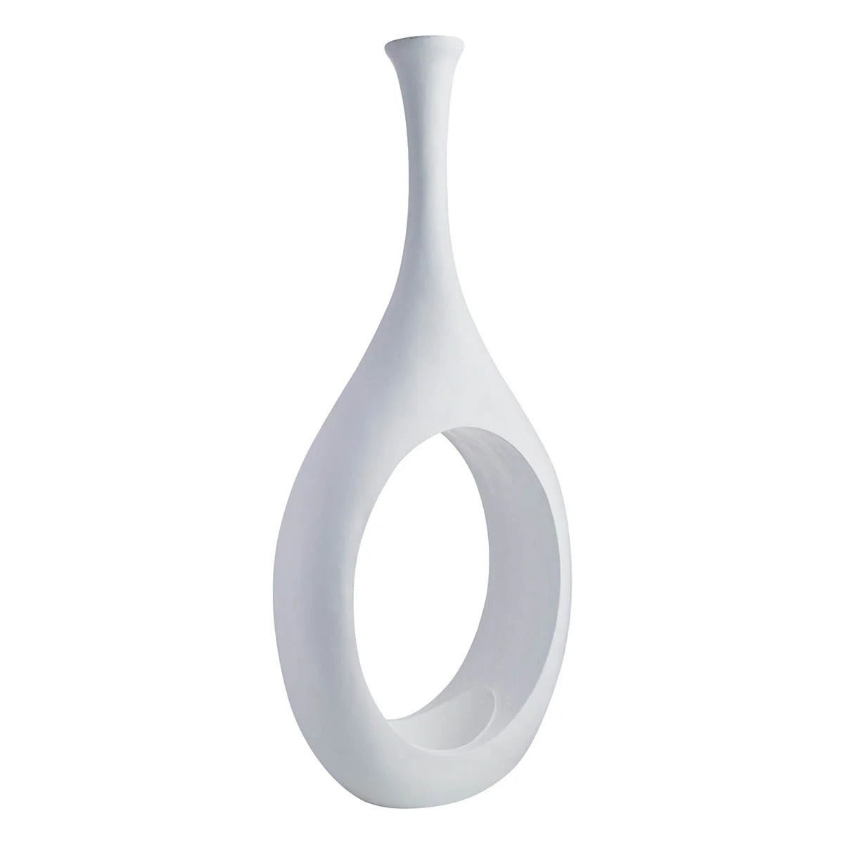 Tall Modern White Open Circle Cutout Floor Vase, 48 Inch