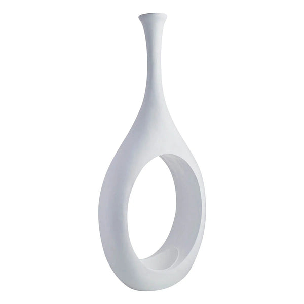 Tall Modern White Open Circle Cutout Floor Vase, 48 Inch