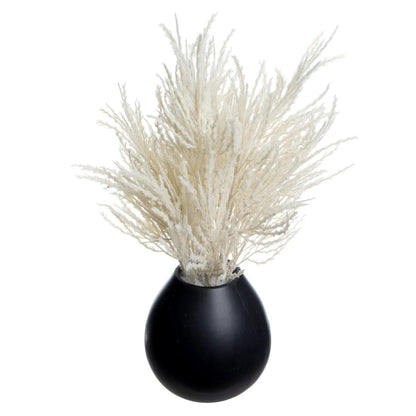 Artificial White Pampas Grass Arrangement With Black Pot, 16 Inch