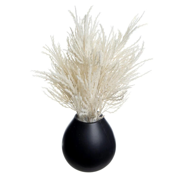 Artificial White Pampas Grass Arrangement With Black Pot, 16 Inch