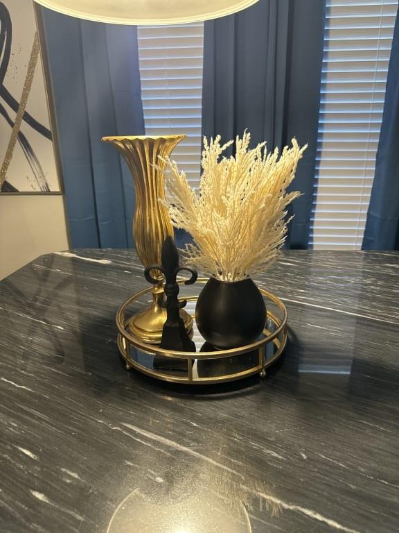 Artificial White Pampas Grass Arrangement With Black Pot, 16 Inch