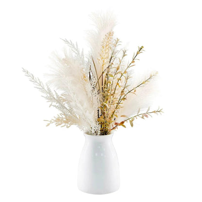 Artificial Pampas And Wheat Floral Arrangement, 18 Inch, Ceramic Pot