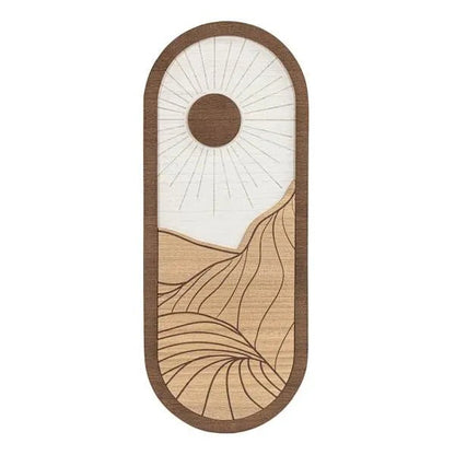 Mountain And Sun Wood Wall Art, 20 Inch