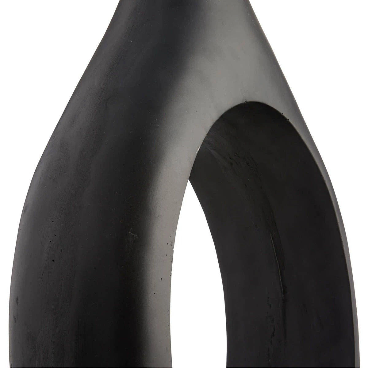 Modern Black Magnesium Oxide Open Circle Floor Vase, 48 Inch