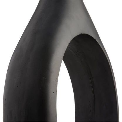 Modern Black Magnesium Oxide Open Circle Floor Vase, 48 Inch