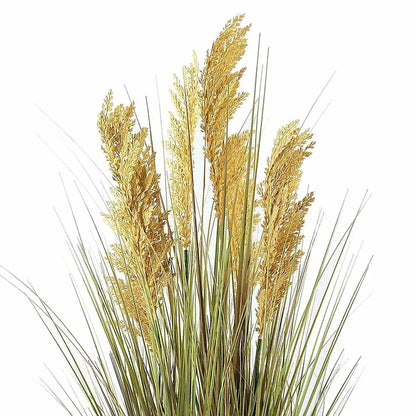 Artificial Onion Grass Floor Plant With Woven Basket, 38.5 Inch